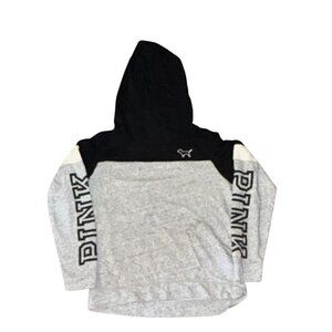Victorias Secret Pink M Gray & Black Hoodie Sweatshirt